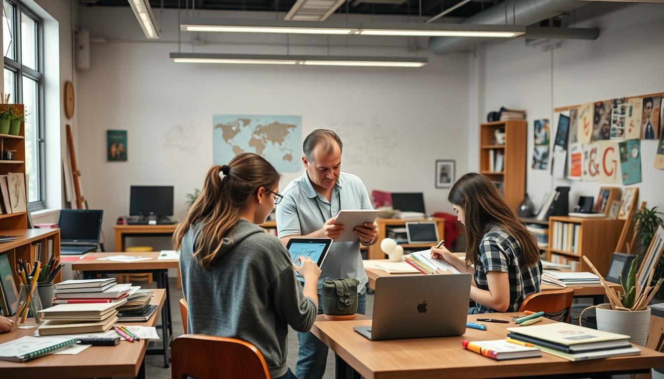 Student using a study guide to organize academic notes